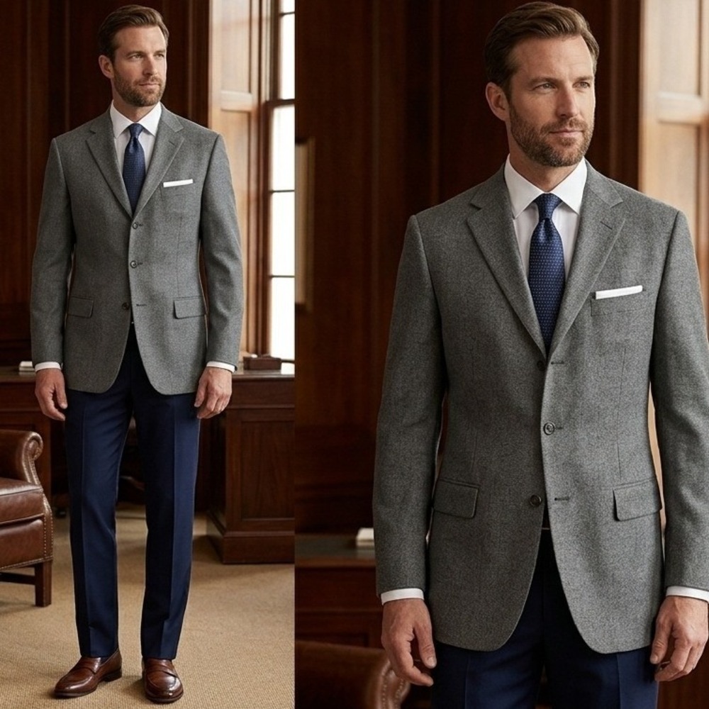 Lauren Ralph Lauren M Gray‎ 100% Wool 3-Button Blazer Sport Coat Made in Canada